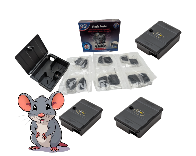 12 zakjes Muizengif met 4 muizenvoerdoos