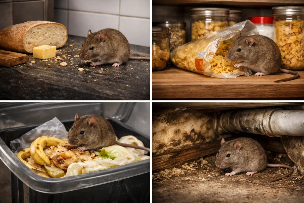 Op hoeveel plekken eet een muis per dag?