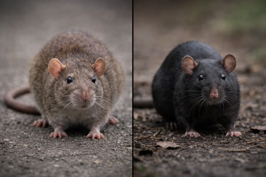 Uiterlijke kenmerken bruine en zwarte rat